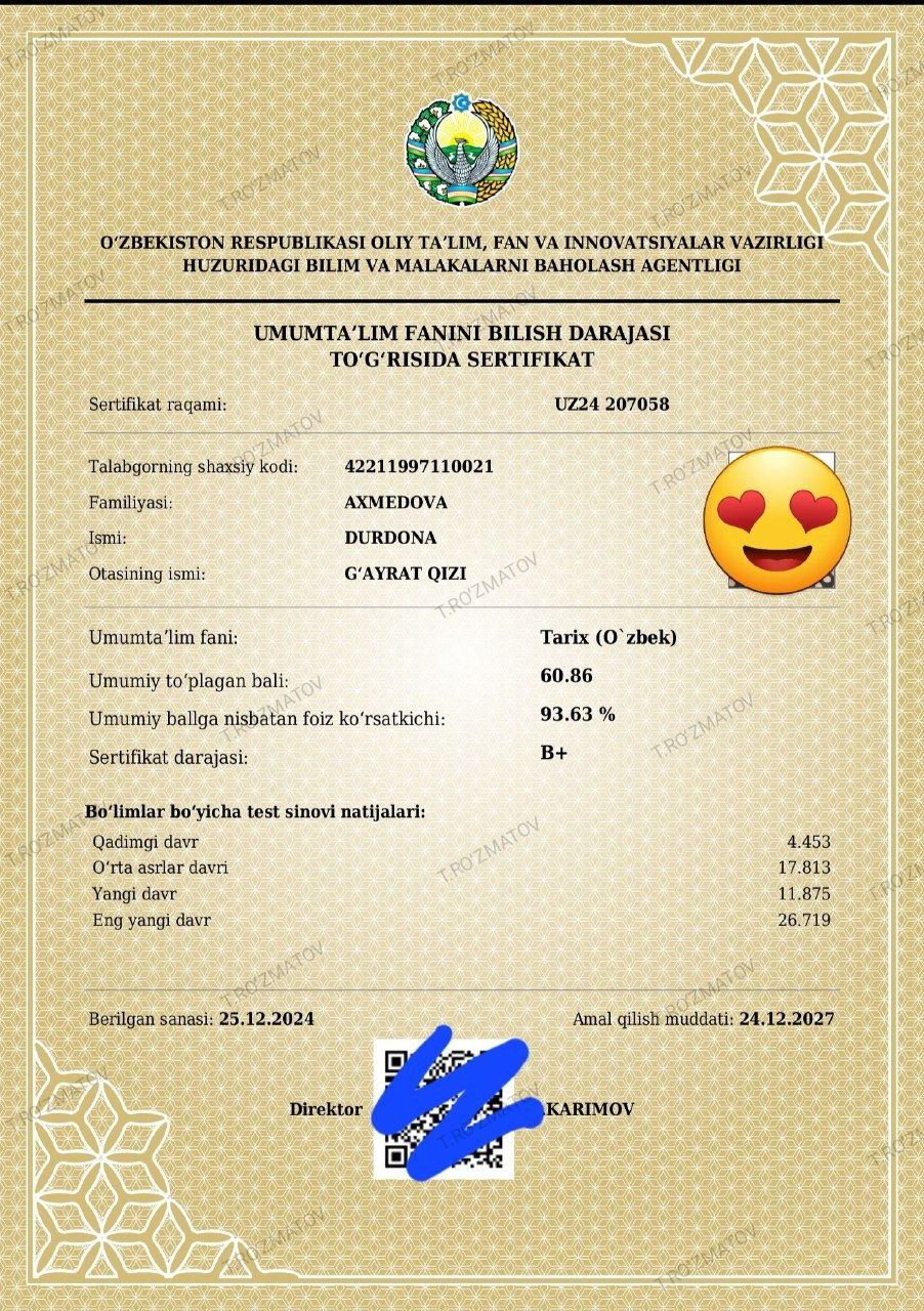 Certificate of Student 1